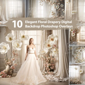 10 Elegant Floral Wedding Digital Backdrop