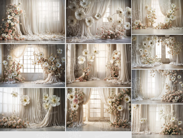 10 Elegant Floral Wedding Digital Backdrop 1